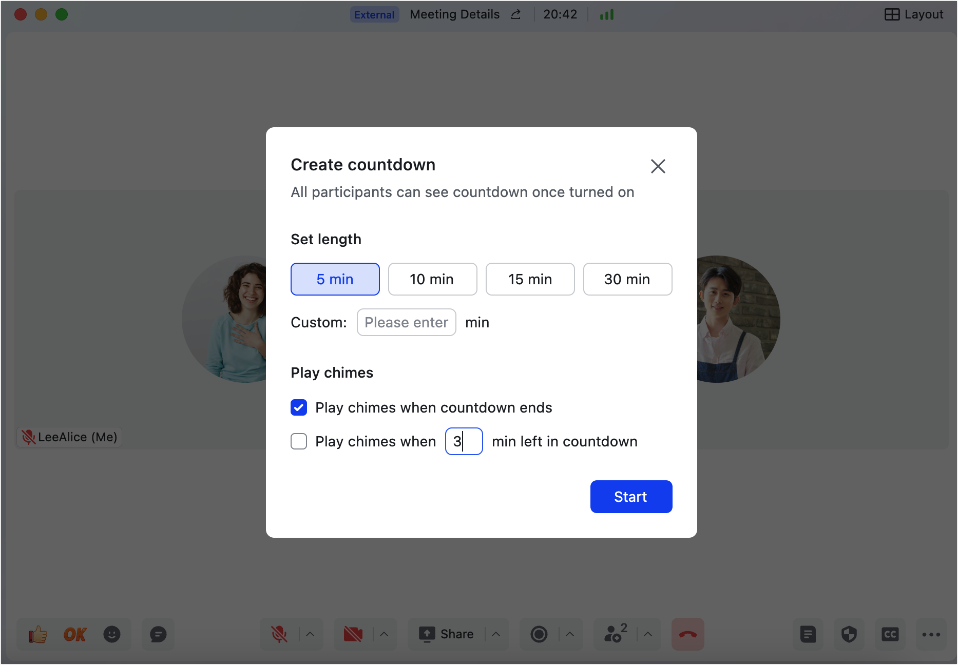 Set a countdown timer
