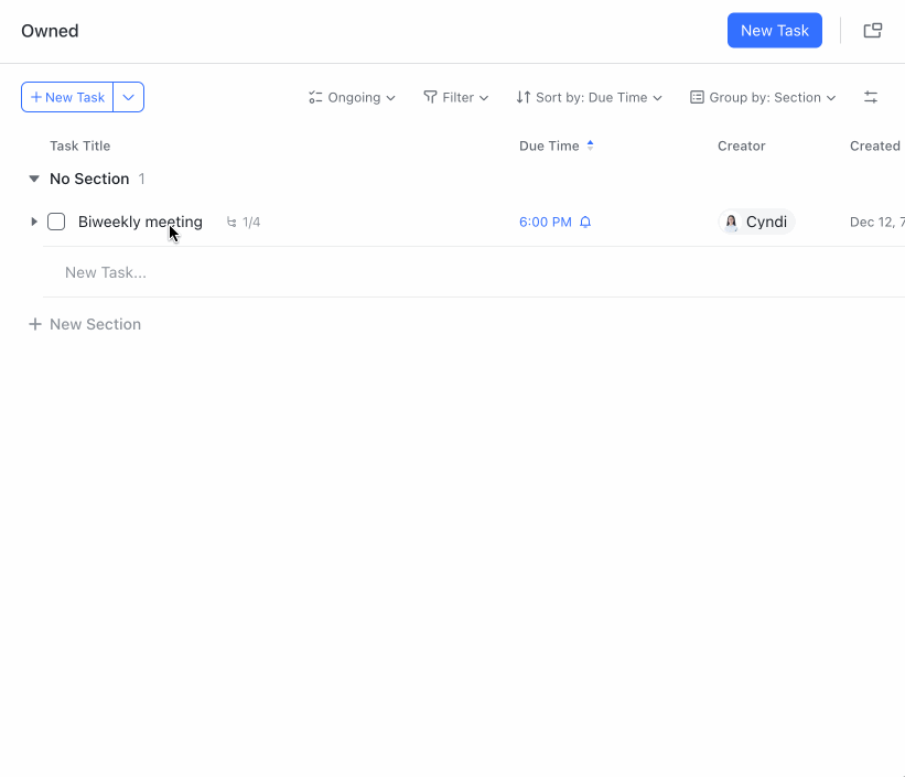 Complete and re-open tasks