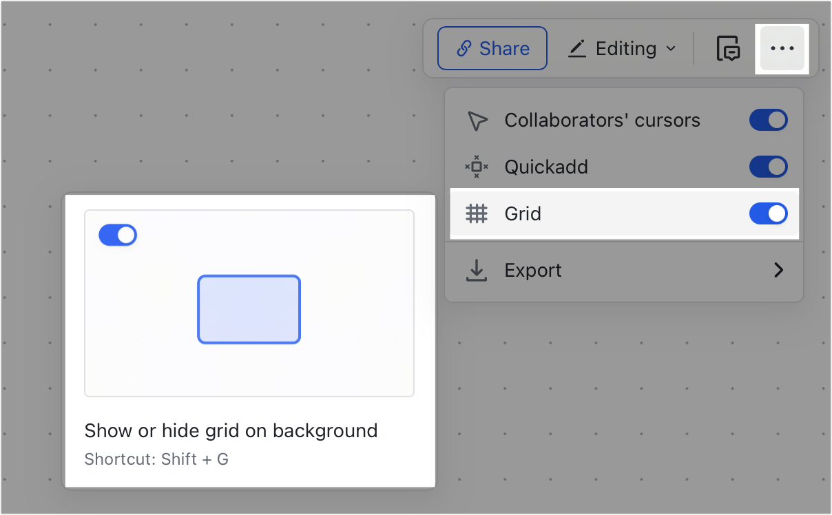 Show or hide grid on a board
