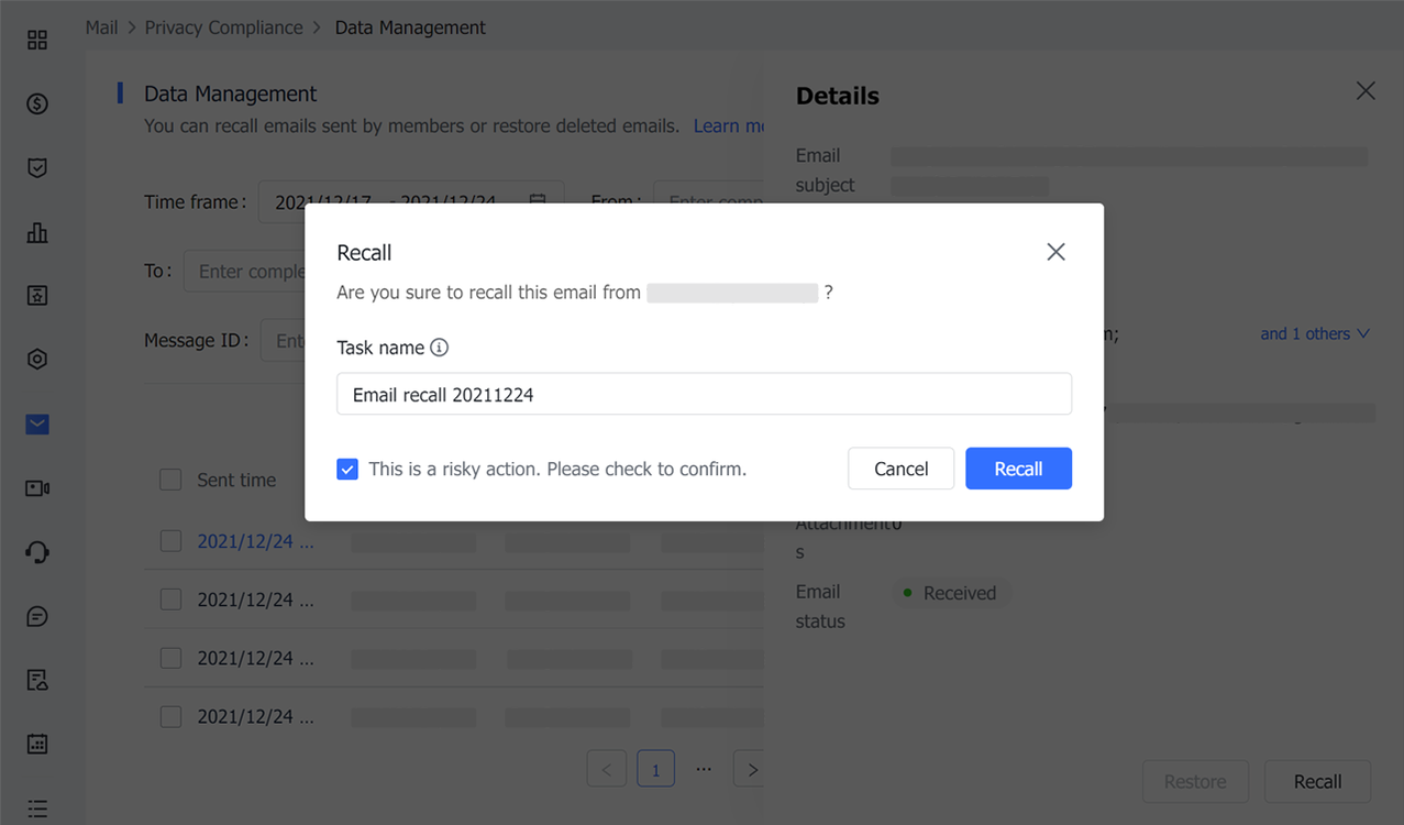 Manage email data