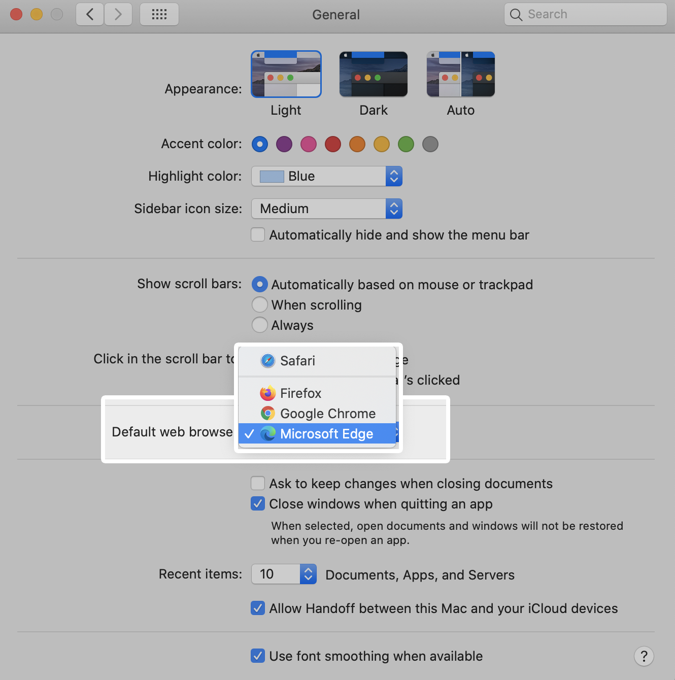 Change default browser