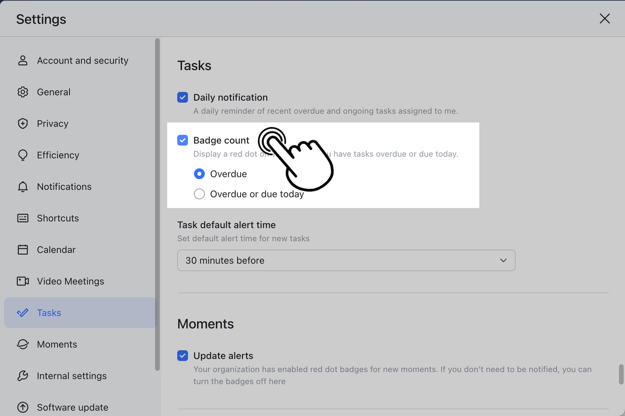 Use Badge count in Tasks