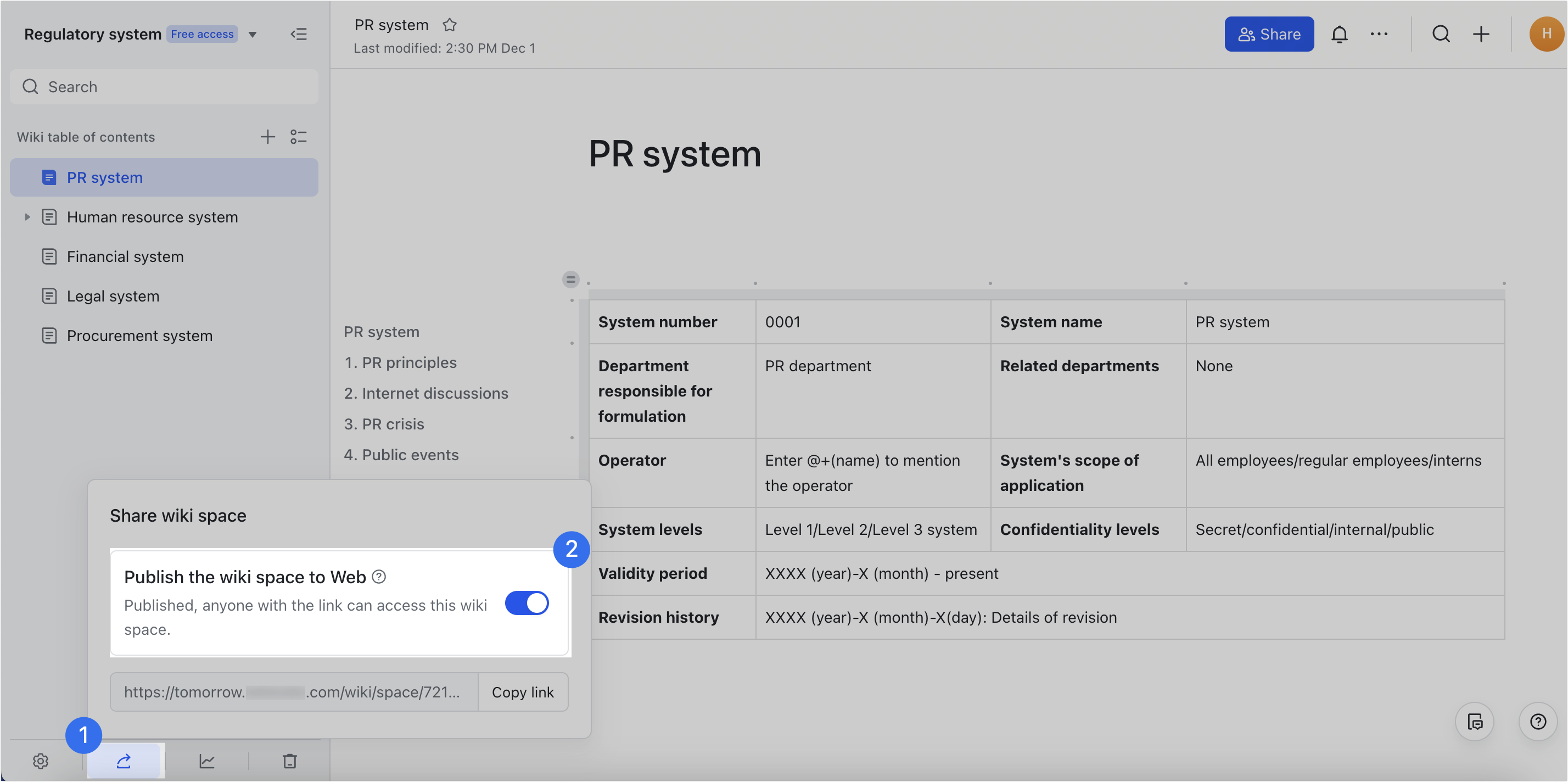 Share a wiki space with external users