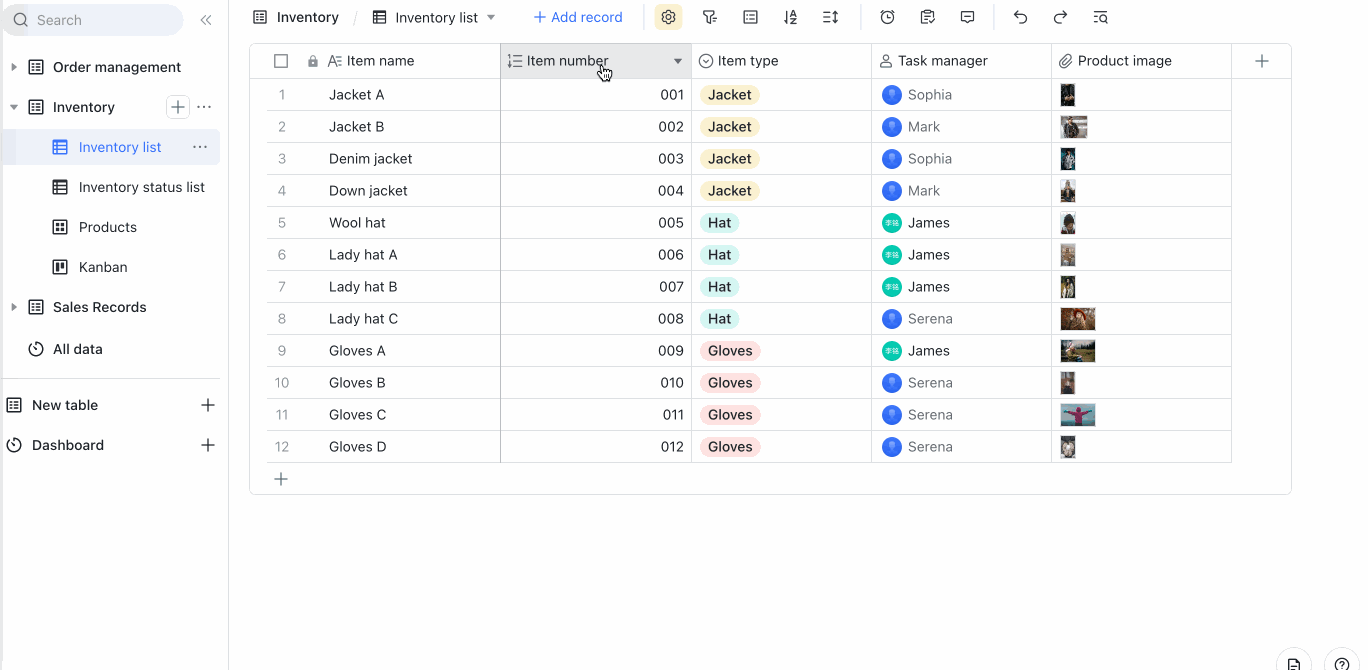 Use numbering fields in Base