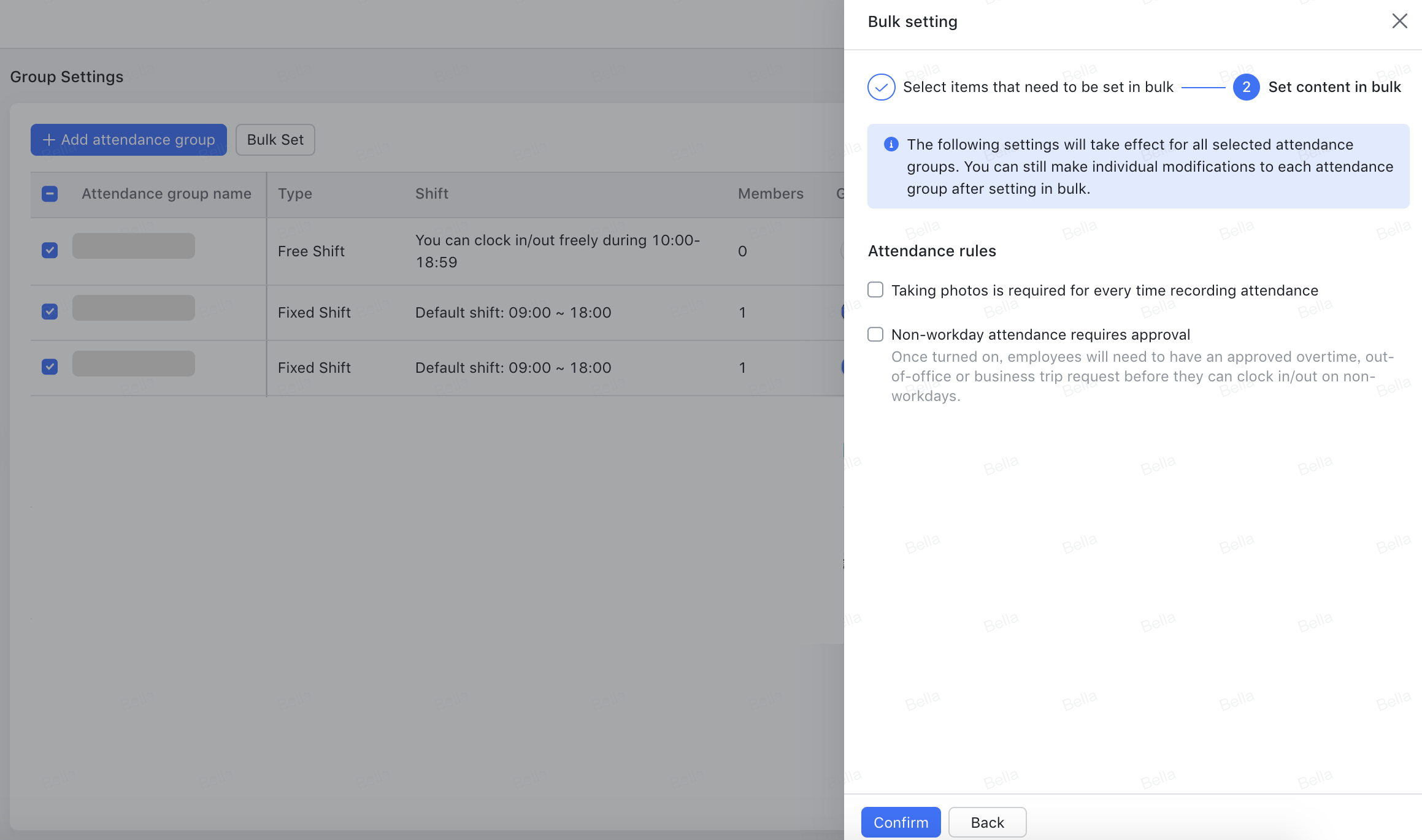 Admin | Set attendance groups in batches