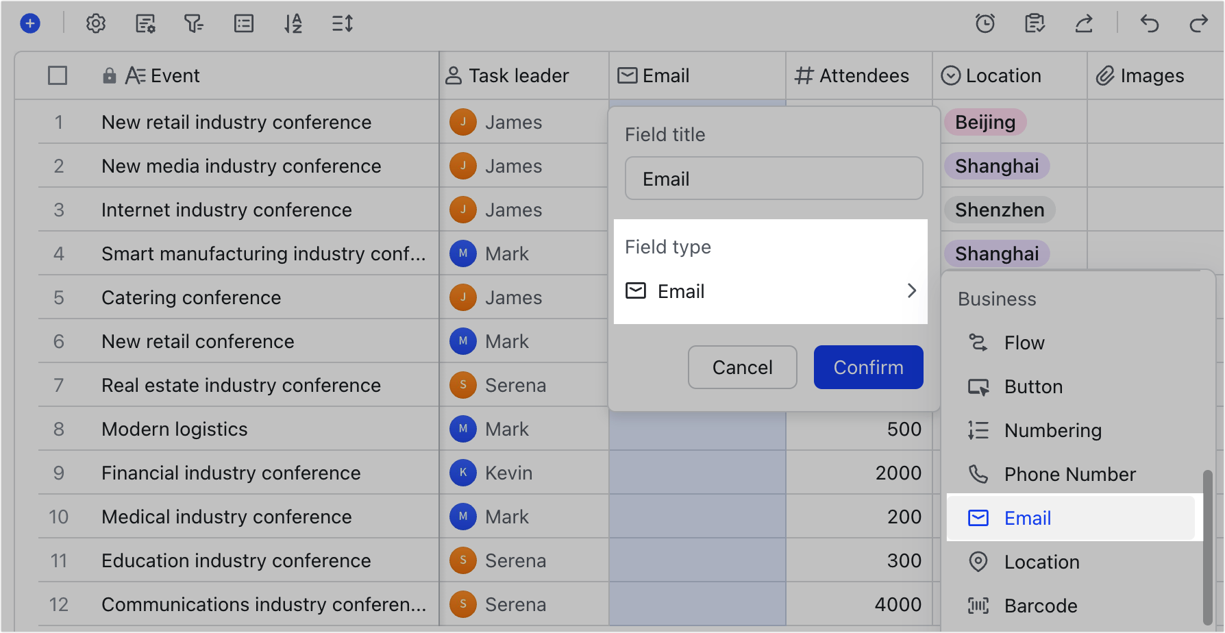 Use email fields in Base