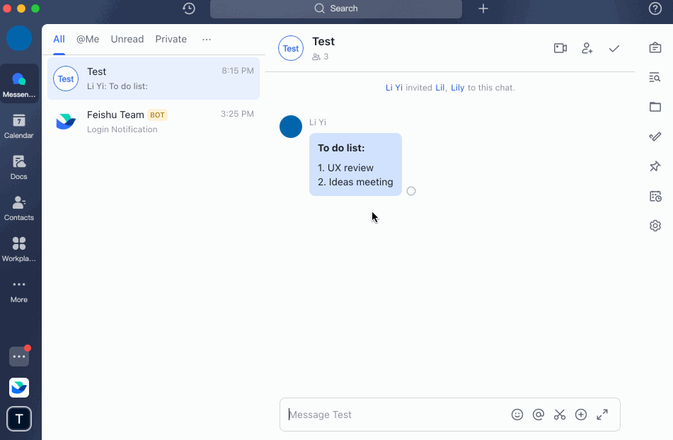 Integrate custom features to the message menu