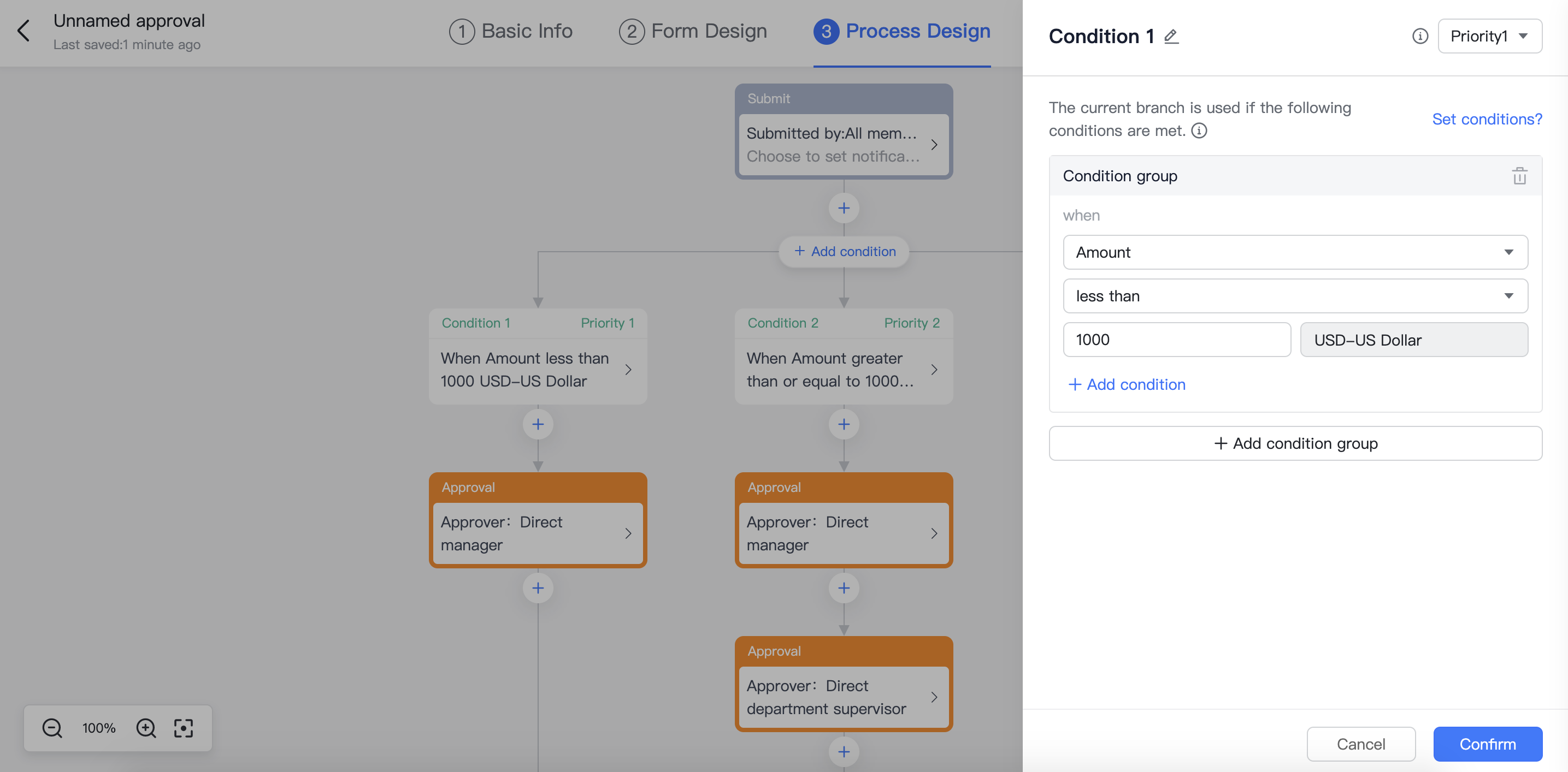 Approval Set conditional branches