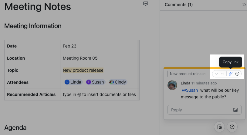 Share comments from Feishu Docs
