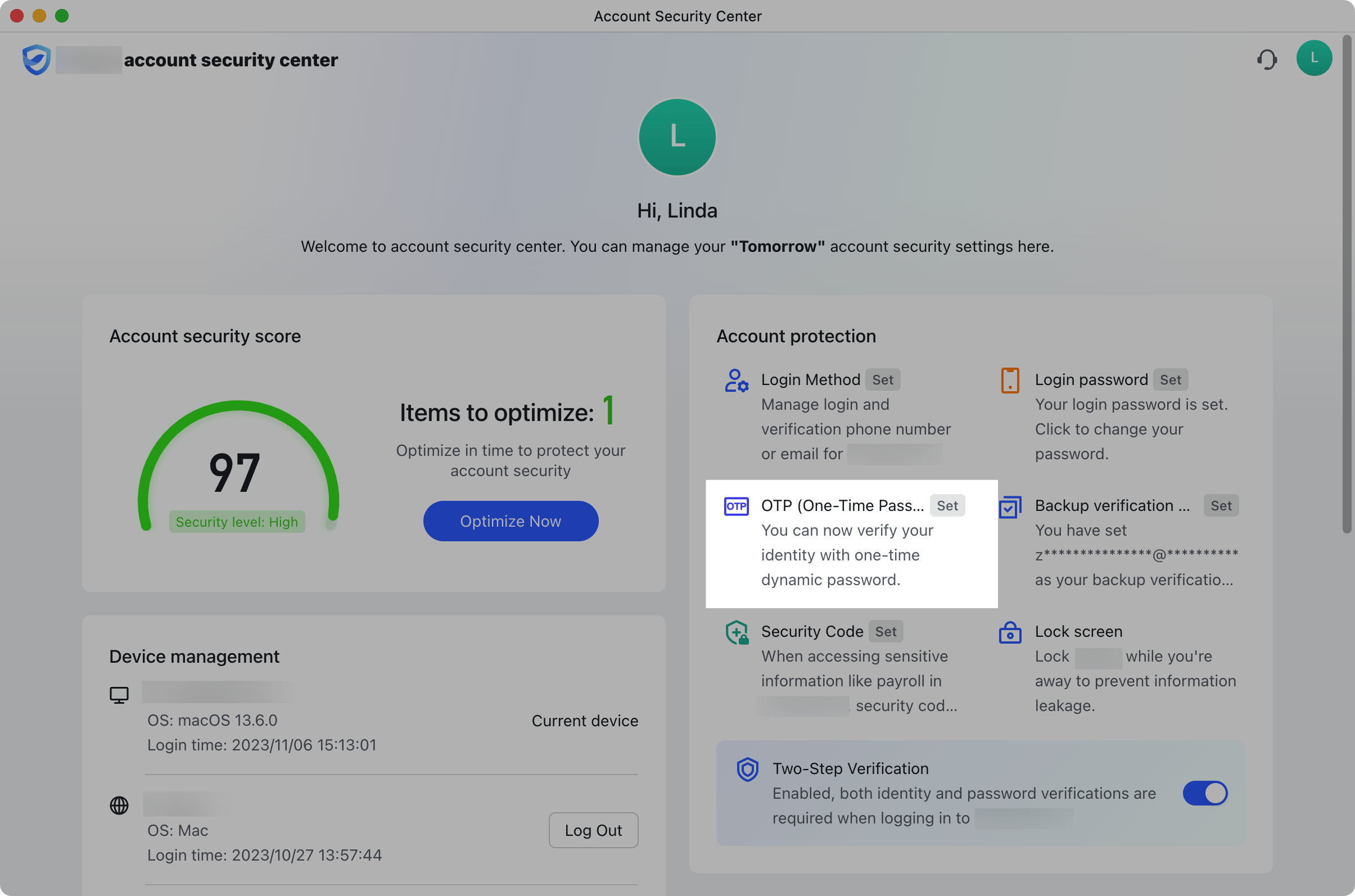 Use OTP (one-time password)