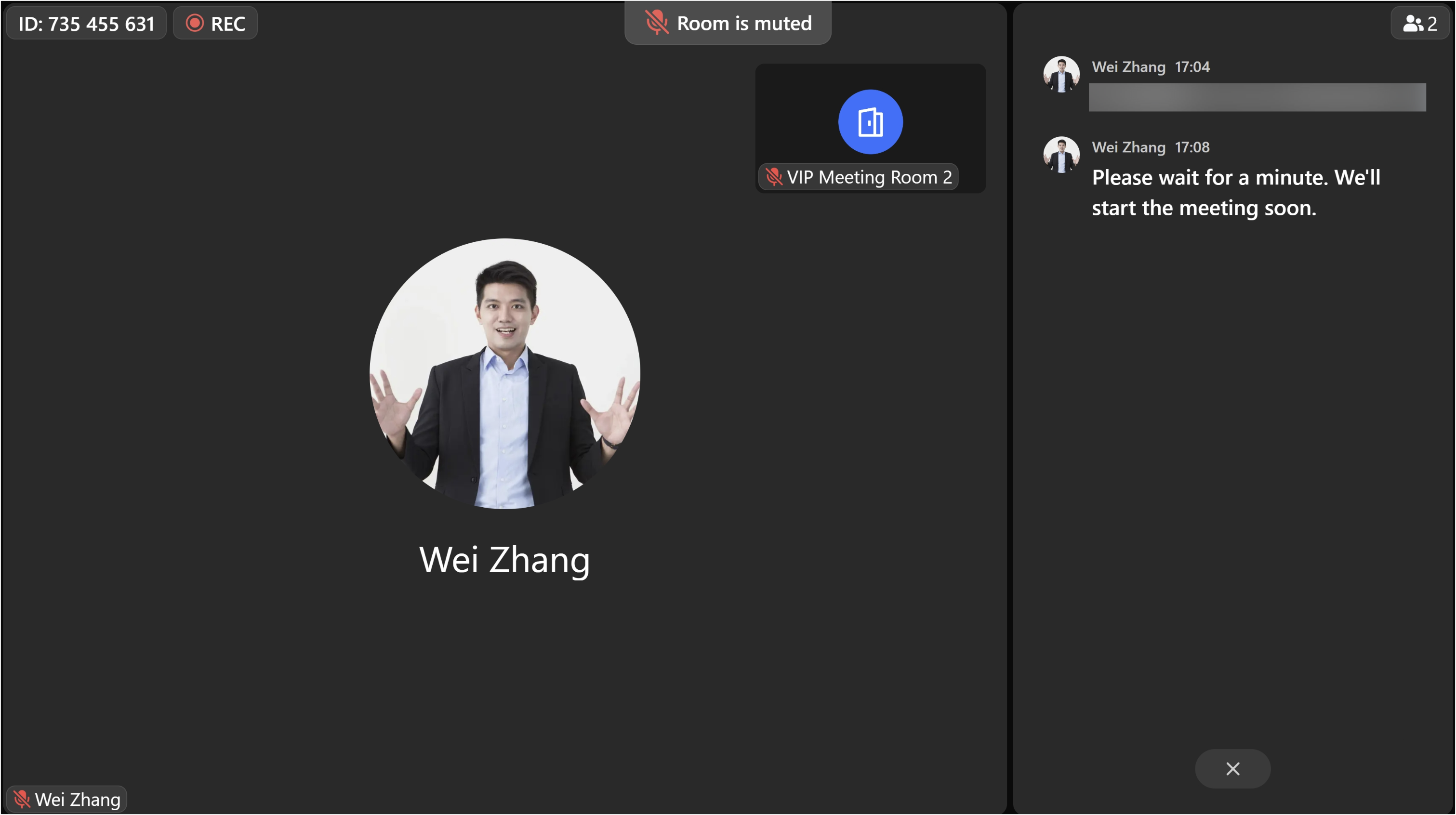 Open a chat window during a meeting