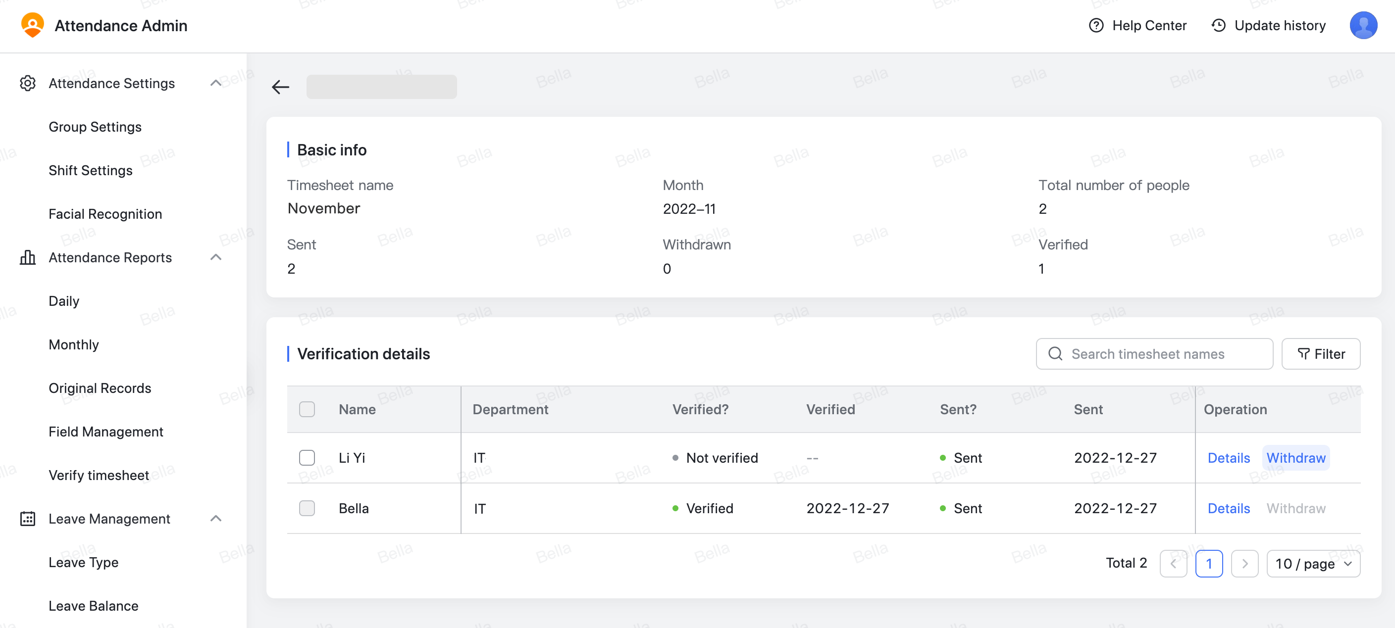 Admin | Set attendance verification