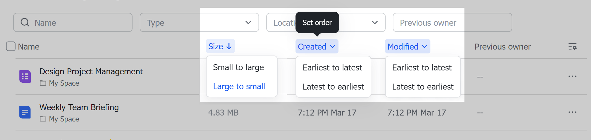 View and manage storage