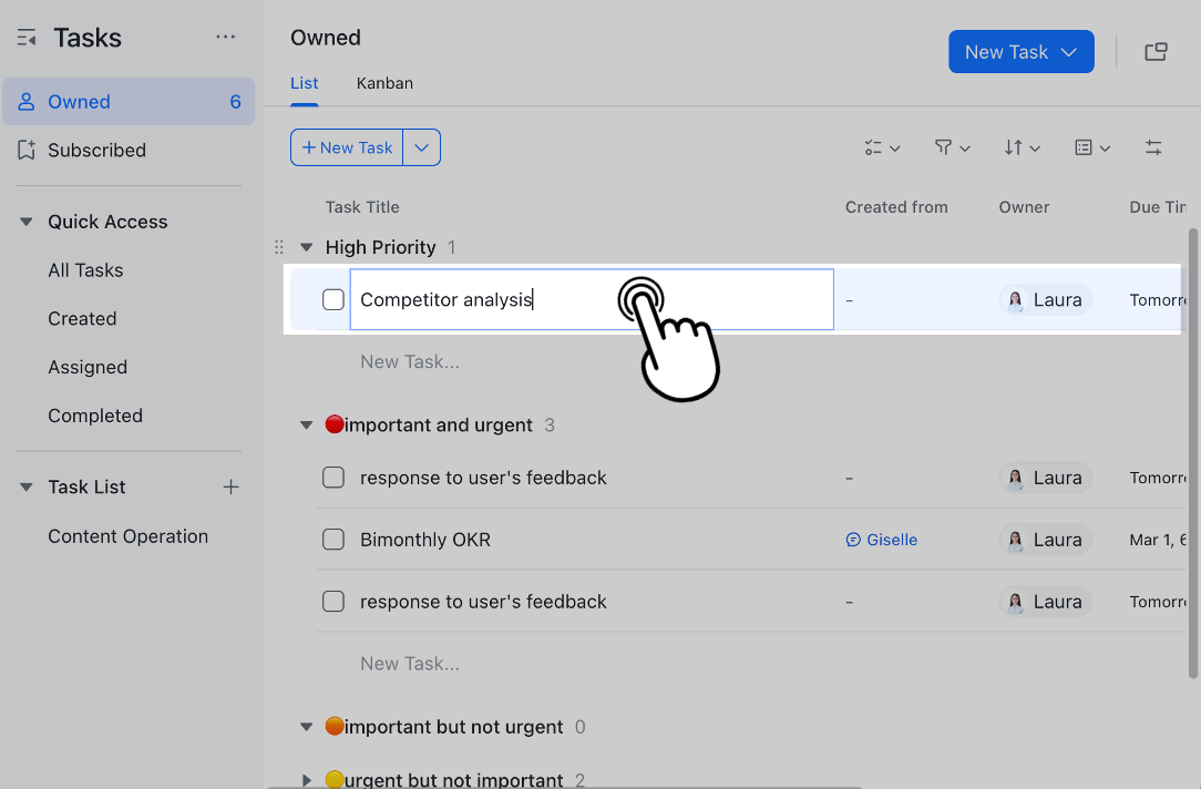 View and edit tasks