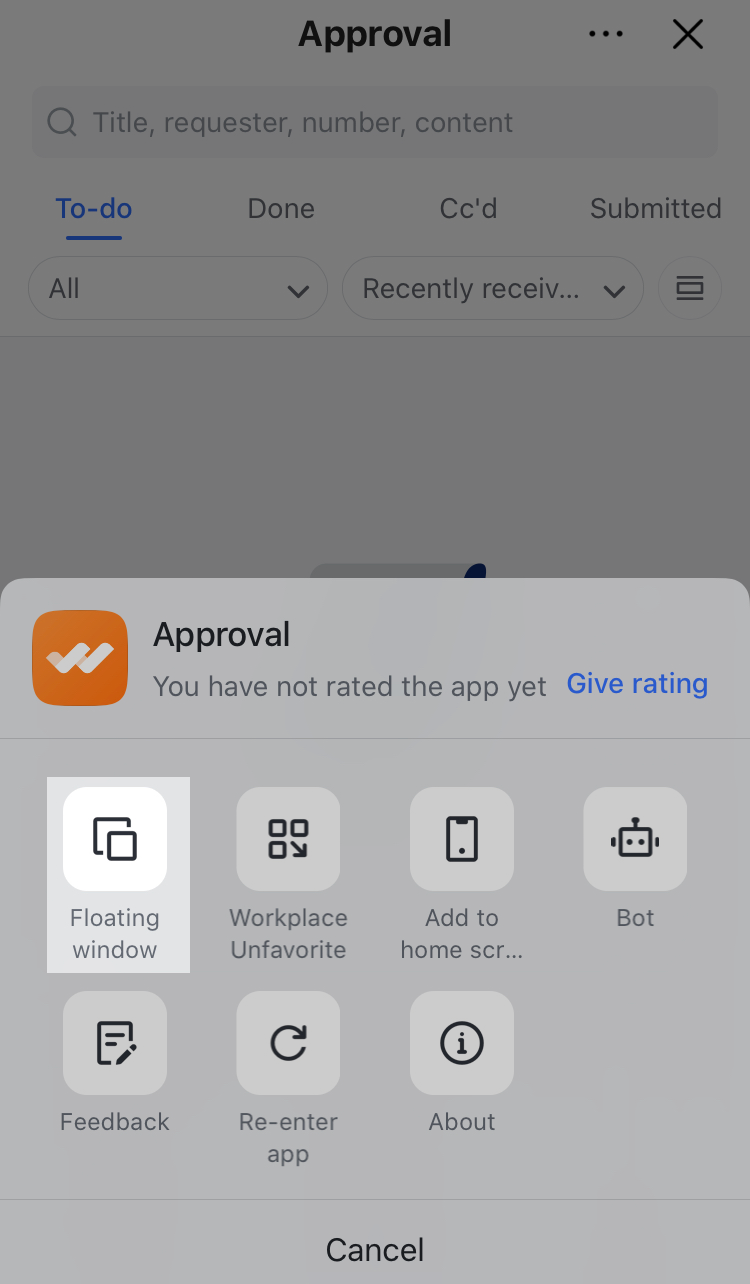 Use floating window on Feishu mobile