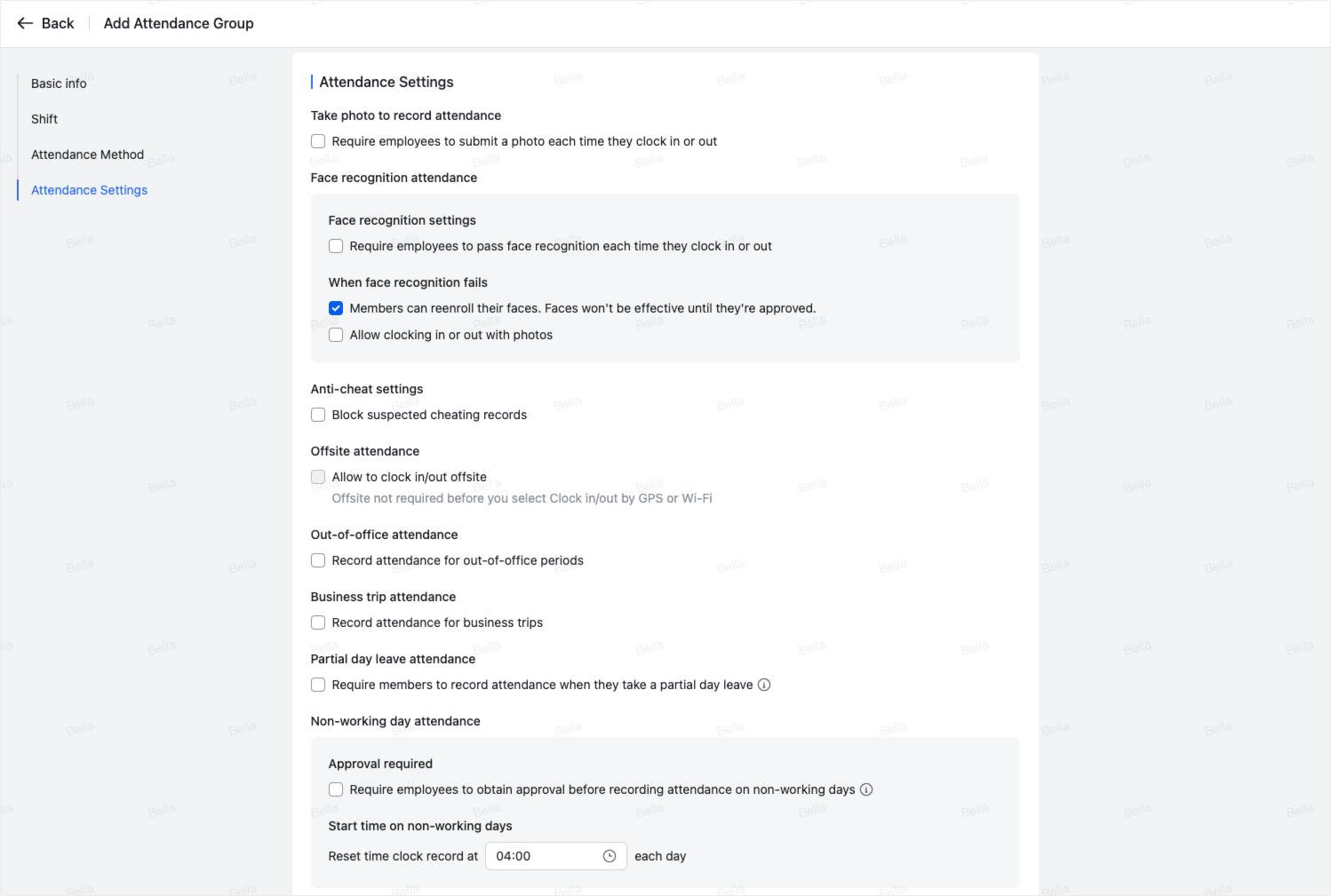 Admin | Set up attendance group
