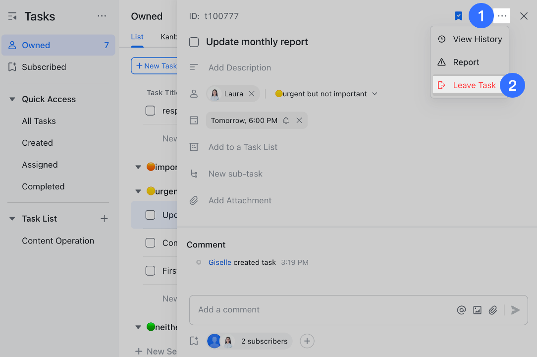 View and edit tasks