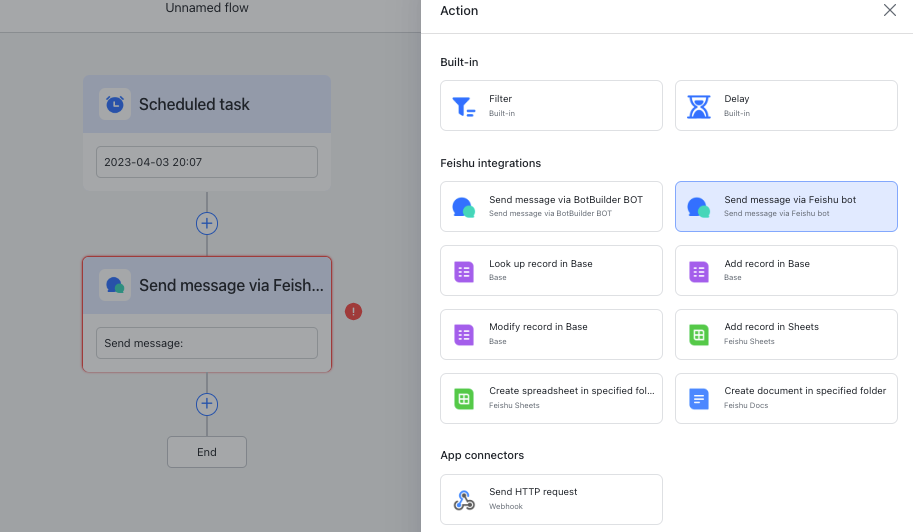 Send messages via Feishu bot