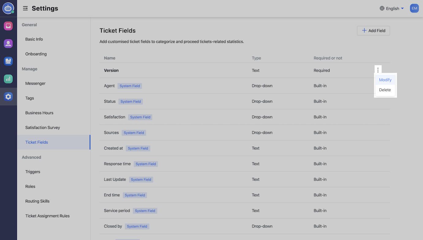 Set up custom ticket board fields