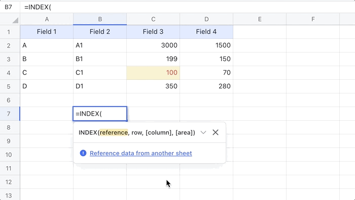 INDEX function