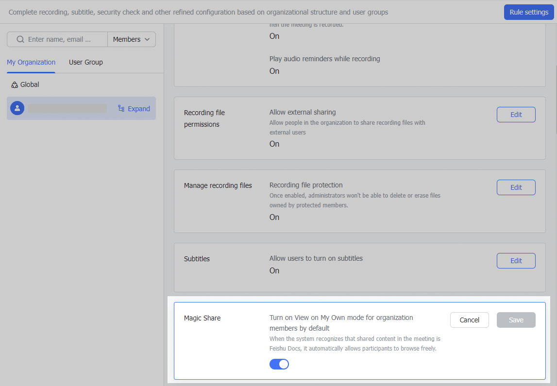 Admin | Configure meeting settings