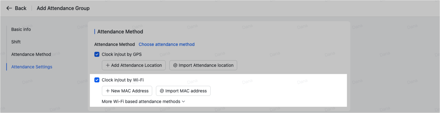Admin | Set up attendance group