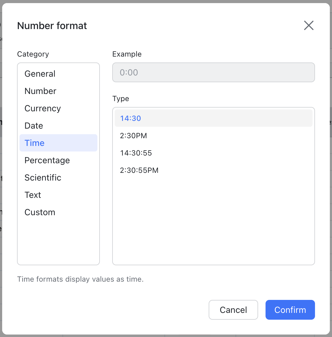 Change the number format in Sheets
