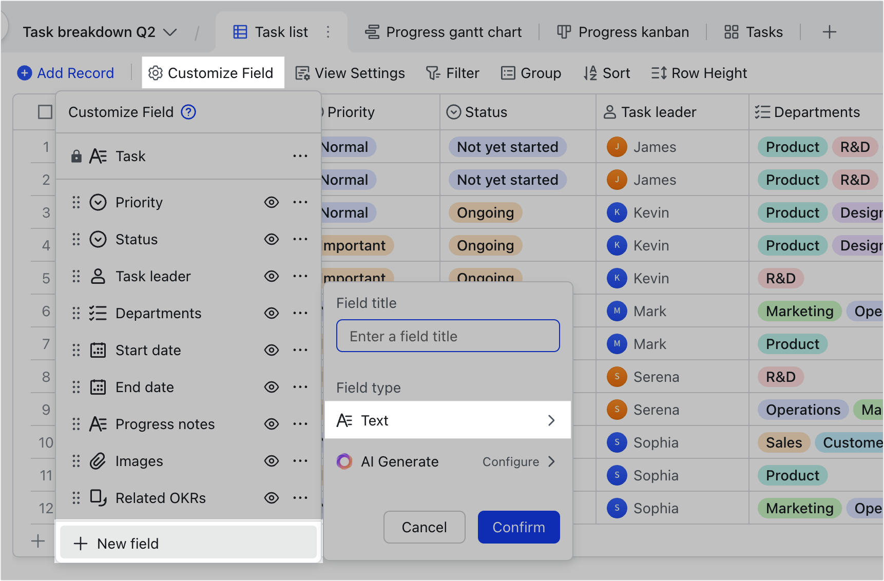 Use text fields in Base