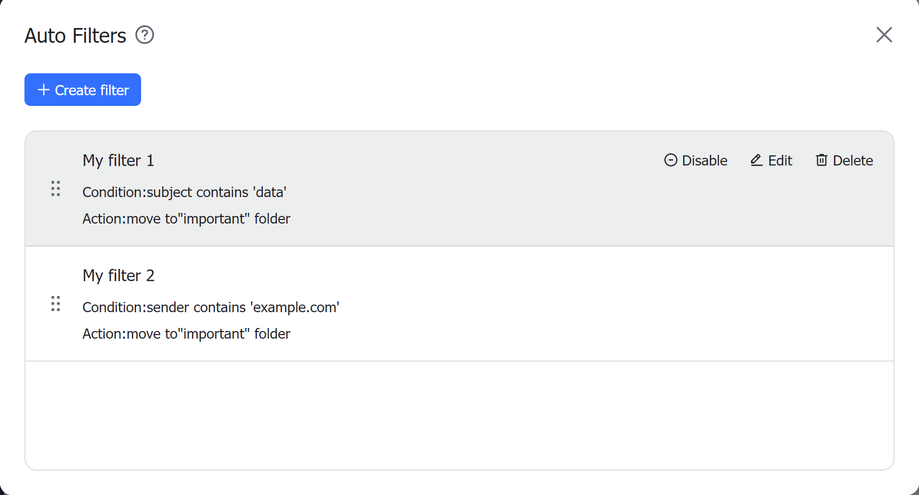 How to create and manage filters?