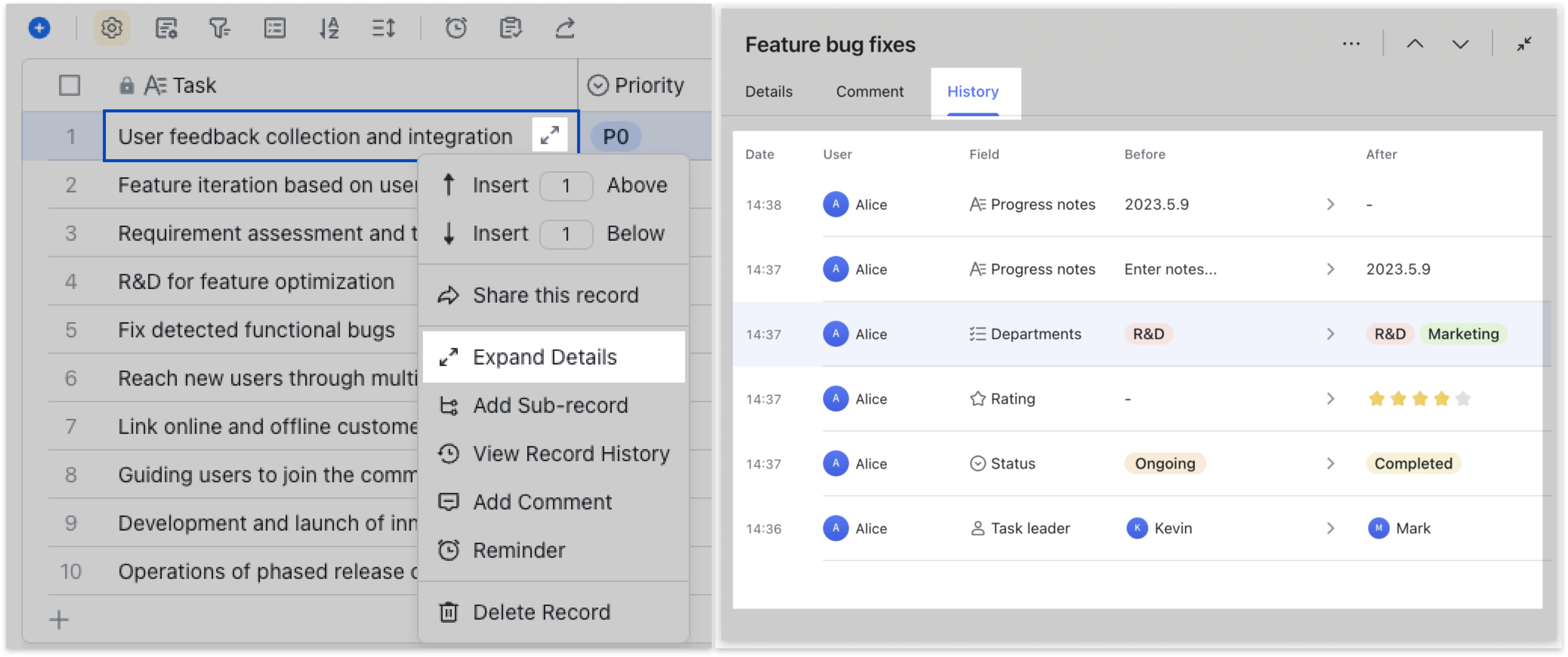View and restore previous versions in Base