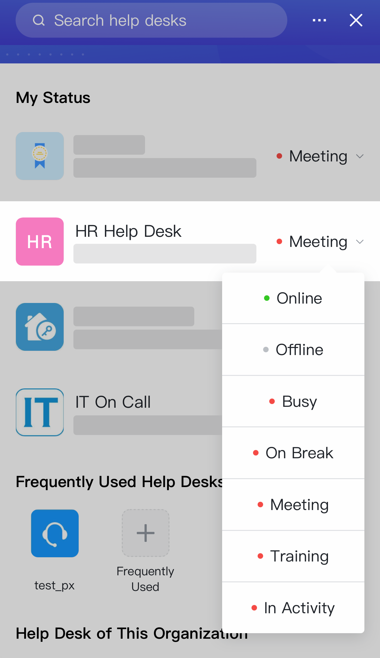 Manage agent status