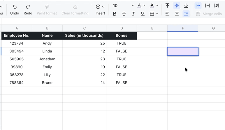 COLUMN function for Sheets
