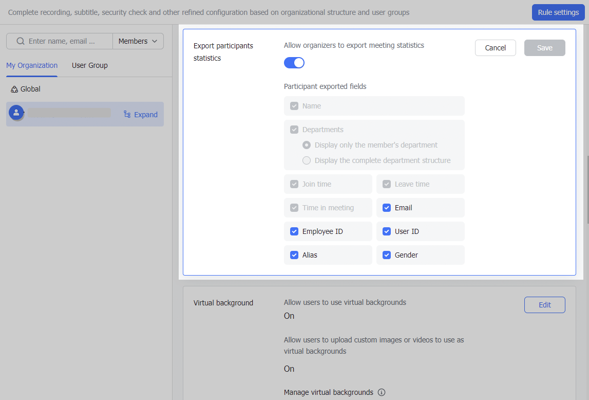 Admin | Configure meeting settings