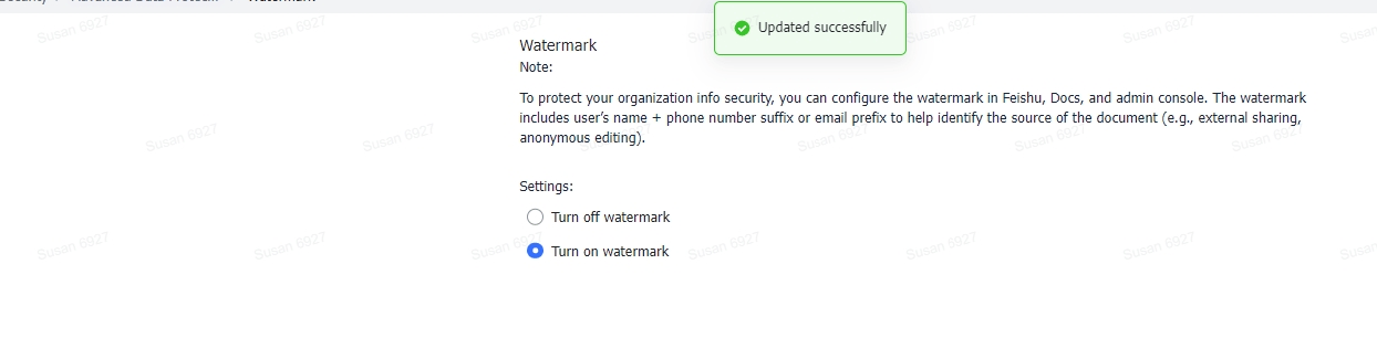 Manage watermark settings