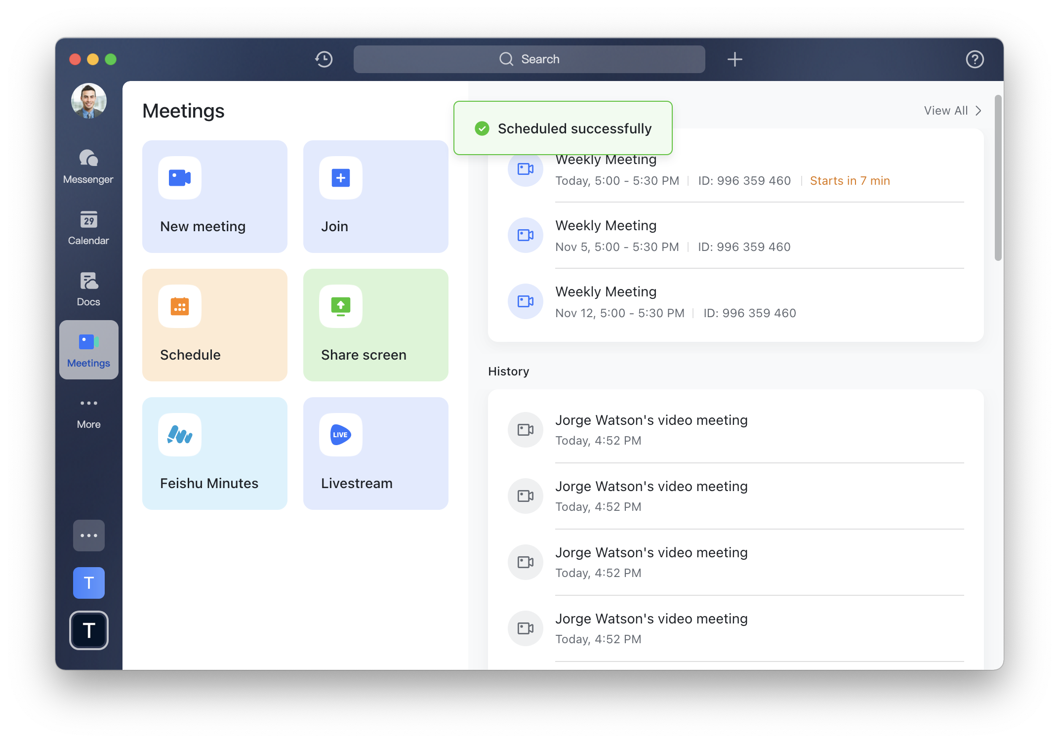 schedule-a-meeting-via-meetings-navigation-bar