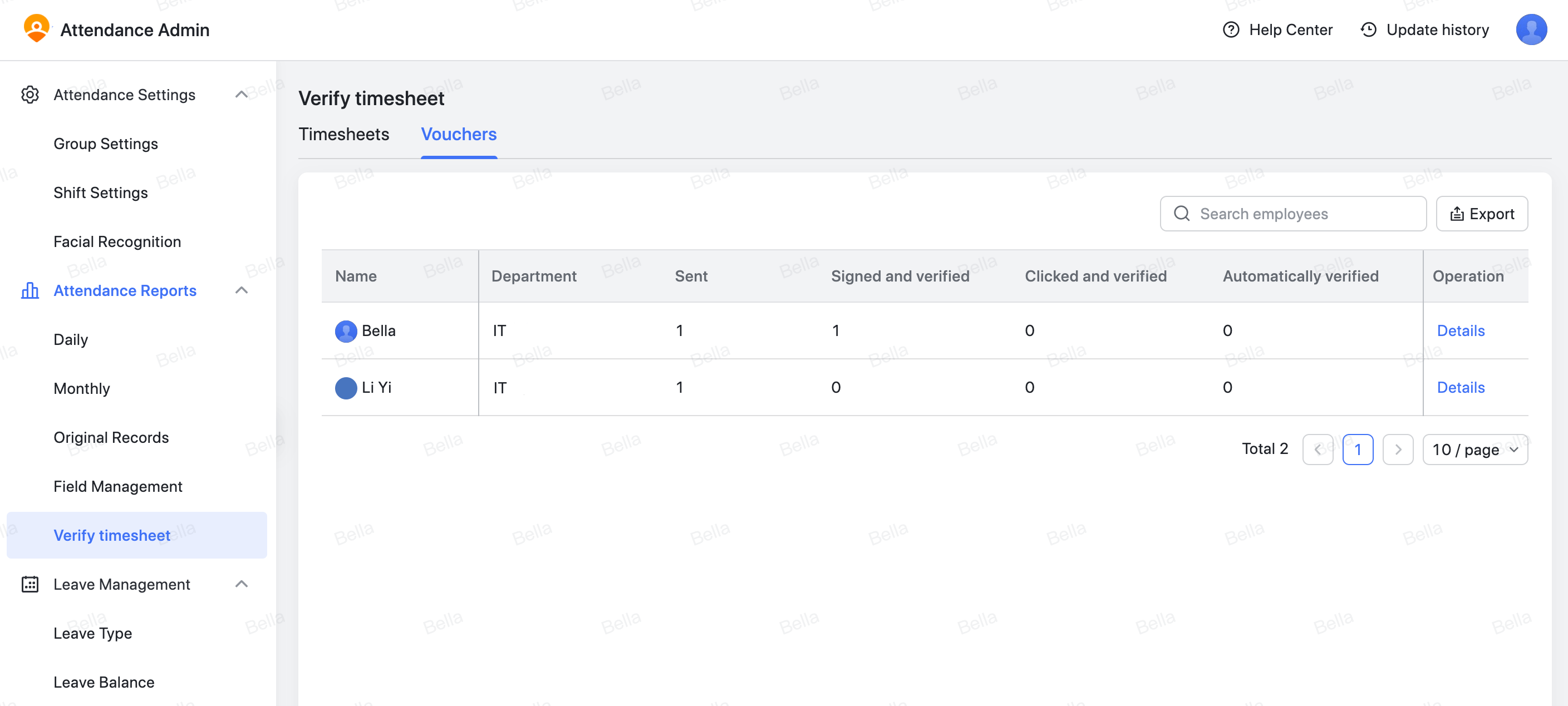 Admin | Set attendance verification
