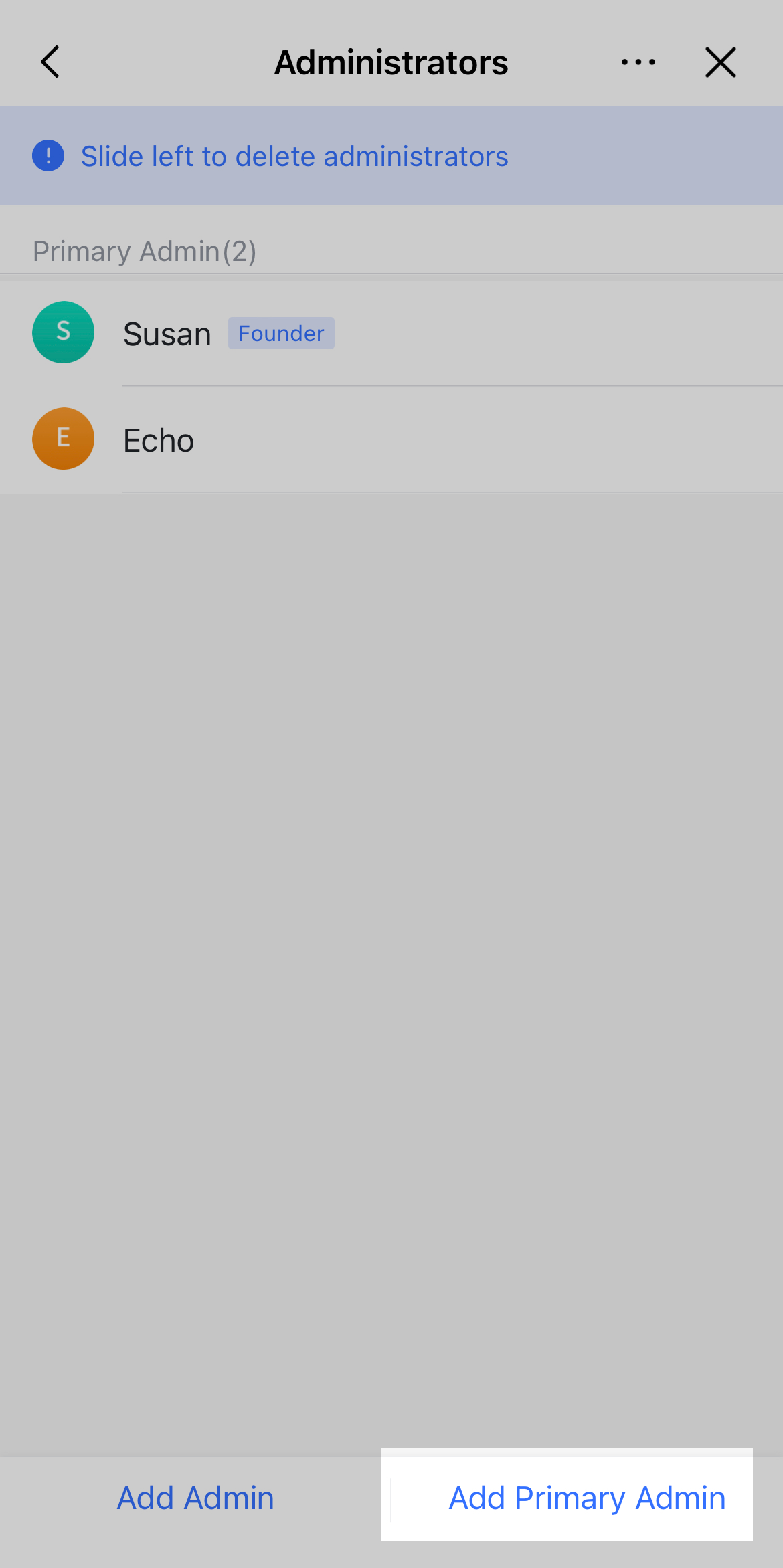 Admin | Add primary administrator (Mobile)
