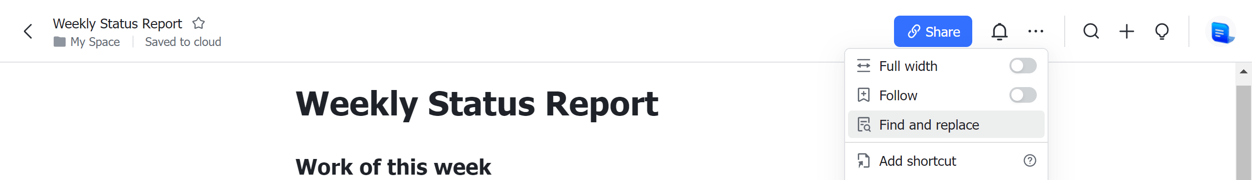 Find and replace content in Docs