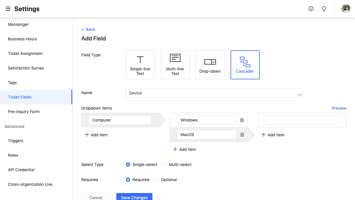 Configure Help Desk pre-inquiry forms