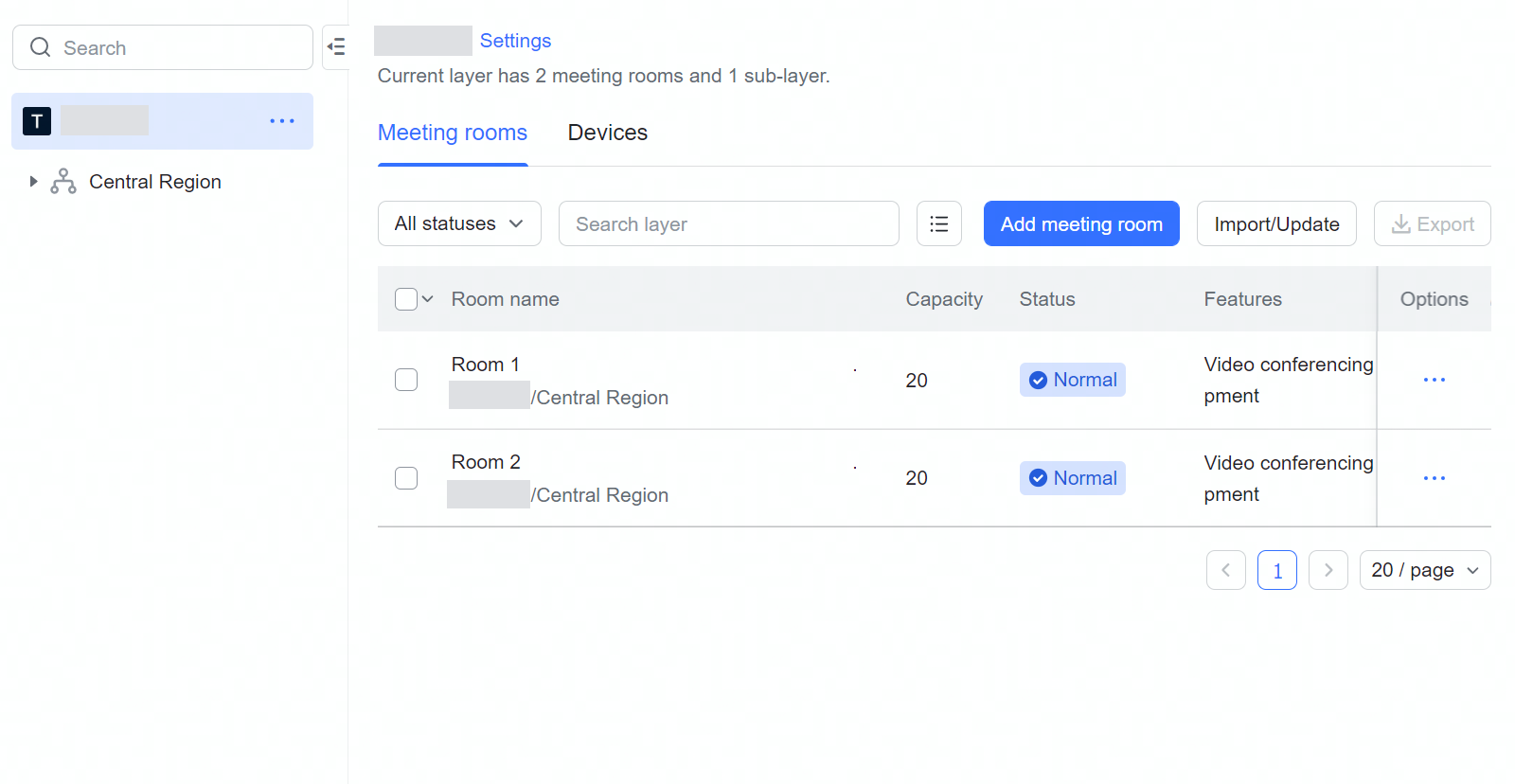 Admin | Set up meeting room management permissions for administrators